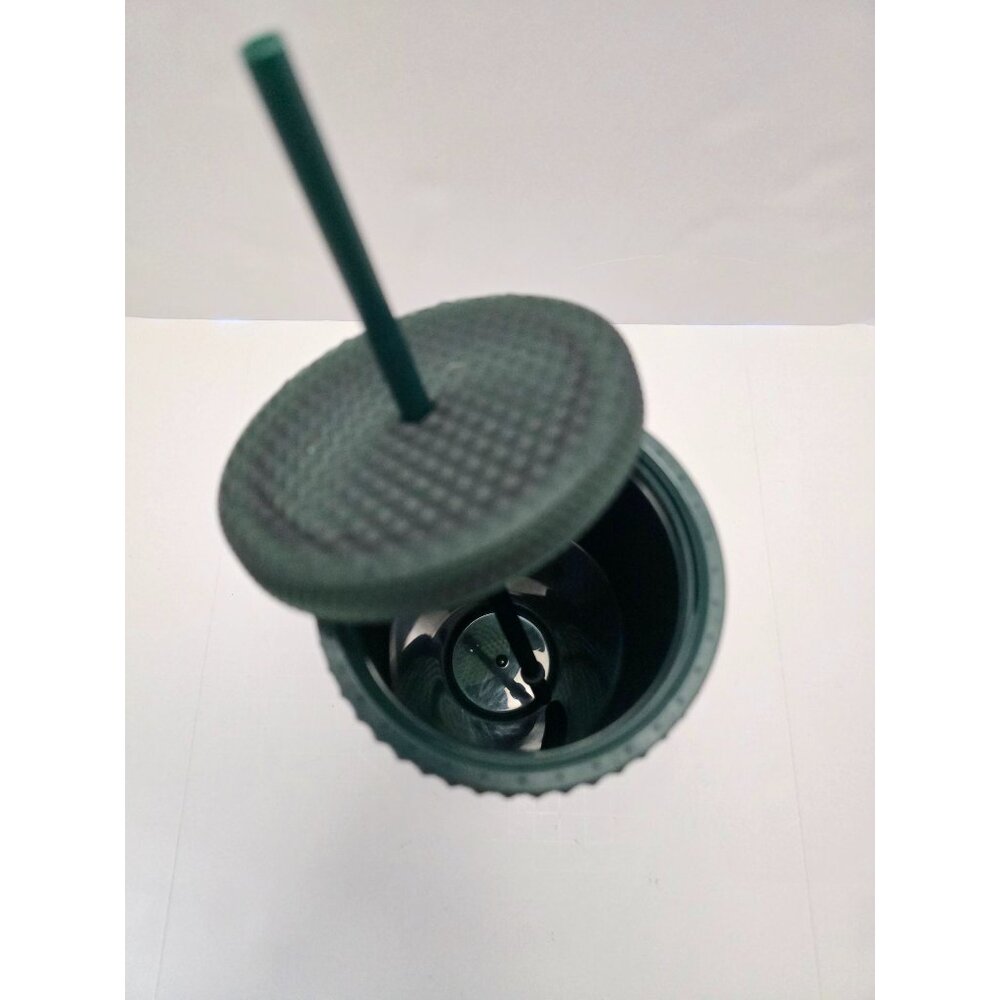 Starbucks 2022 Studded Matte Dark Green Venti 24 oz Tumbler Cold Cup Lid Straw - Picture 4 of 6
